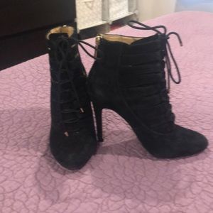 BCBGenation black 4” heel suede boots
